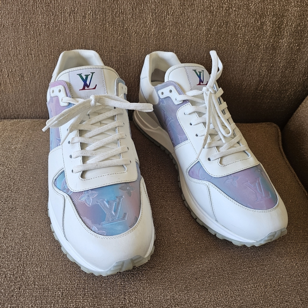 Louis Vuitton White/Iridescent Leather  & PVC Run Away Sneakers UK 9.5/US 10.5 - Picture 6 of 16